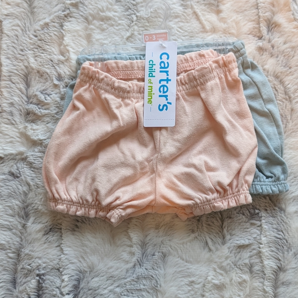 NWT Carter's Pink And Blue Shorts 0-3 Months